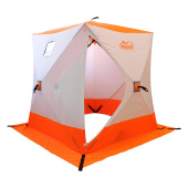 Палатка зимняя куб СЛЕДОПЫТ 1,8х1,8 м, 3-местн. (210D PU 1000, бело-оранж) TW-11